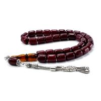 Bordo-Sarı Renkli Sıkma Kehribar Tespih