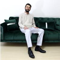 Erkek Şalvarı Keten Kumaş Gri Renkli
