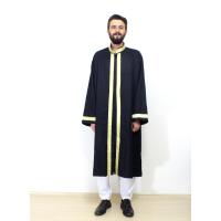 İmam Cübbesi Siyah Renkli Sırmalı